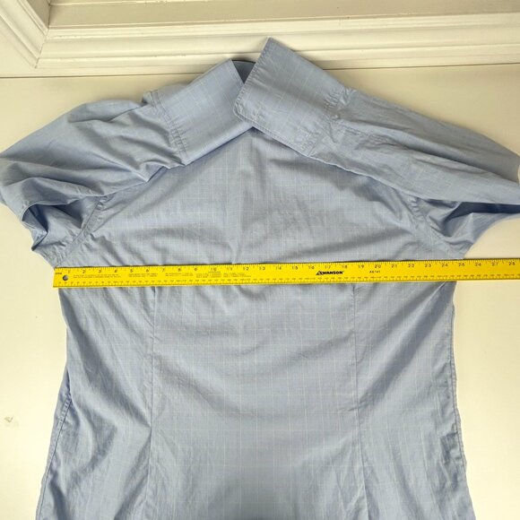 Hawes & Curtis Dress Shirt Mens 17 St. James Slim Fit‎ Blue Plaid Luxury Cotton - Picture 8 of 14